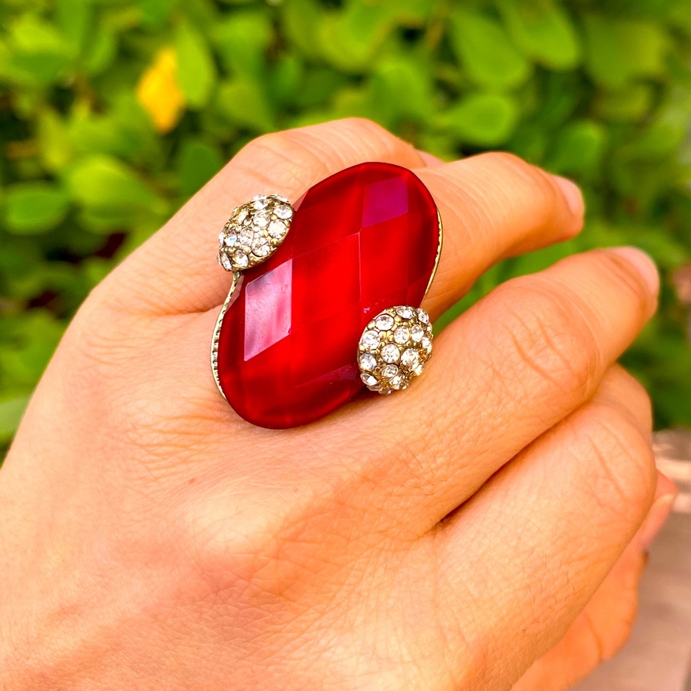 Elastic Ruby Gemstone Ring - image 1